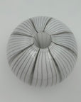 Hand Blown Glass Ball Vase in White with Black Stripes