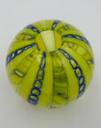 Hand Blown Glass Ball Vase in Bright Green and Blue