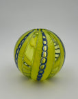 Hand Blown Glass Ball Vase in Bright Green and Blue