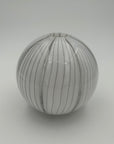 Hand Blown Glass Ball Vase in White with Black Stripes