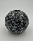 Hand Blown Glass Ball Vase in Black and White