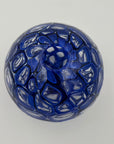 Hand Blown Ball Vase in Dark Blue and Clear Glass