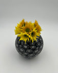 Hand Blown Glass Ball Vase in Black and White