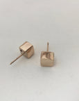 Gold Cube Nugget Earrings