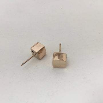 Gold Cube Nugget Earrings