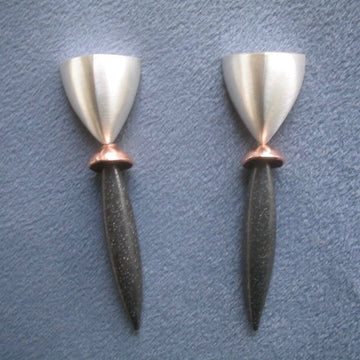 Tri-Metal Triangle Dangle Earrings