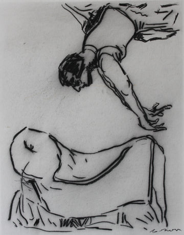 Black and white drawing of an acrobat.