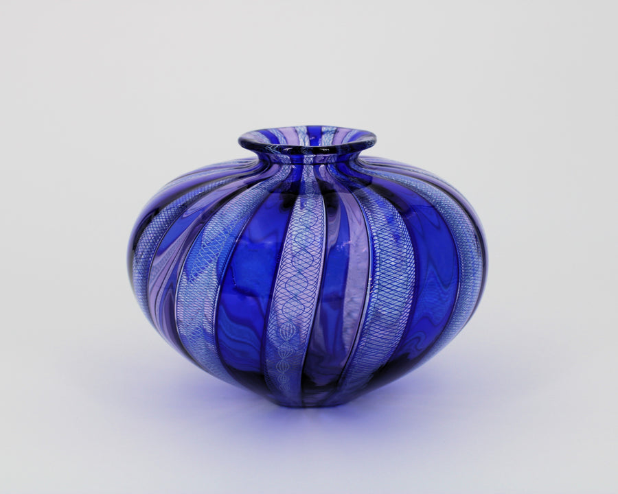 Blue Reticello Vase