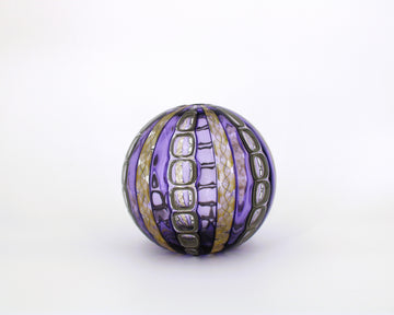 Hand Blown Glass Ball Vase In Purple And Grey Tones