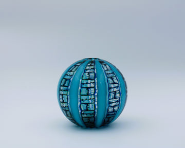 Hand Blown Glass Ball Vase In Various Shades of Blue, 4.5” x 4.5”