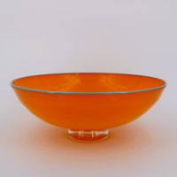 Orange Opaque Glass Bowl with Light Orange Lip Wrap