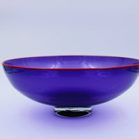 Purple Transparent Glass Bowl with Red Lip Wrap