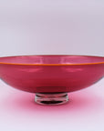 Ruby Transparent Glass Bowl with Orange Lip Wrap