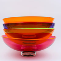 Yellow Transparent Glass Bowl with Purple Lip Wrap