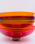 Ruby Transparent Glass Bowl with Orange Lip Wrap