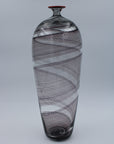 Filigrana Tollo Vase with Black Swirl and Red Lip Wrap