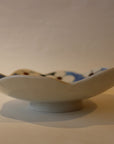 Blue & White Shallow Bowl with Scalloped Edges