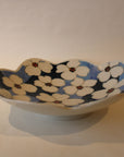 Blue & White Shallow Bowl with Scalloped Edges