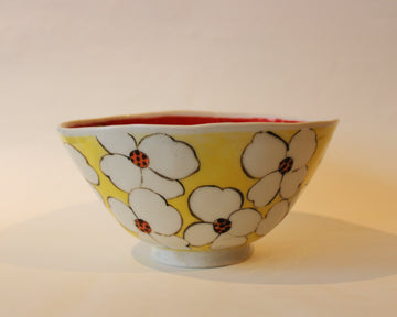 Bowl with Red & Yellow Inside and Yellow & White on the Outside