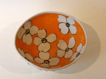 Orange & White Flower Bowl