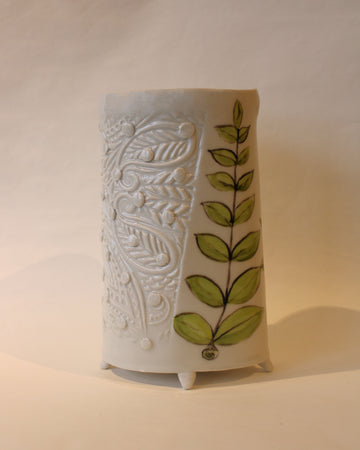 Vines Vase in White & Green