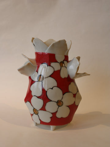 Red and White Multi Vase
