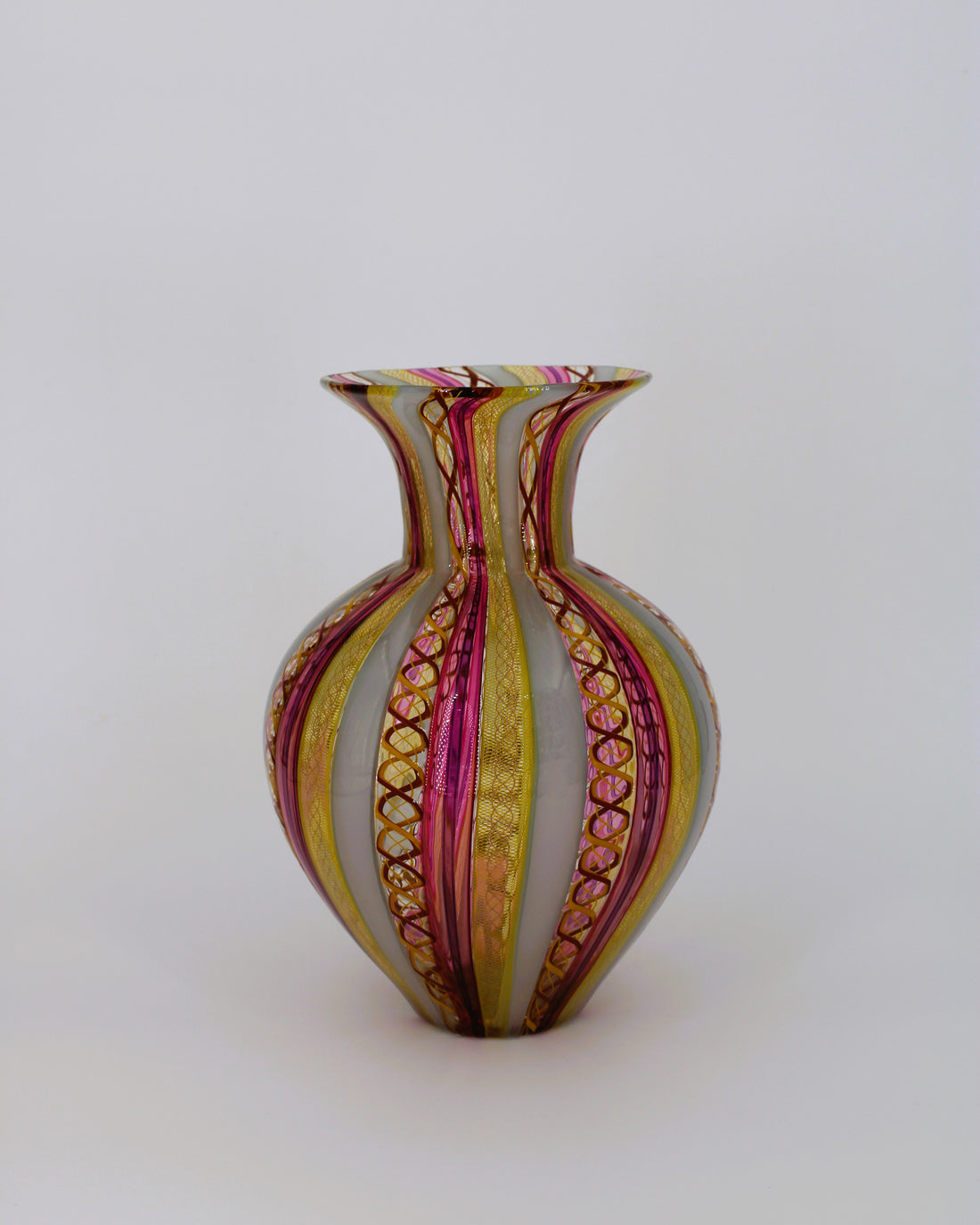 Pink and Gold Reticello Vase